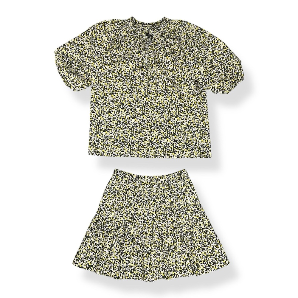 Rails Top & Skirt Set Women XS Black Yellow Floral Short Sleeve Outfit NWOT